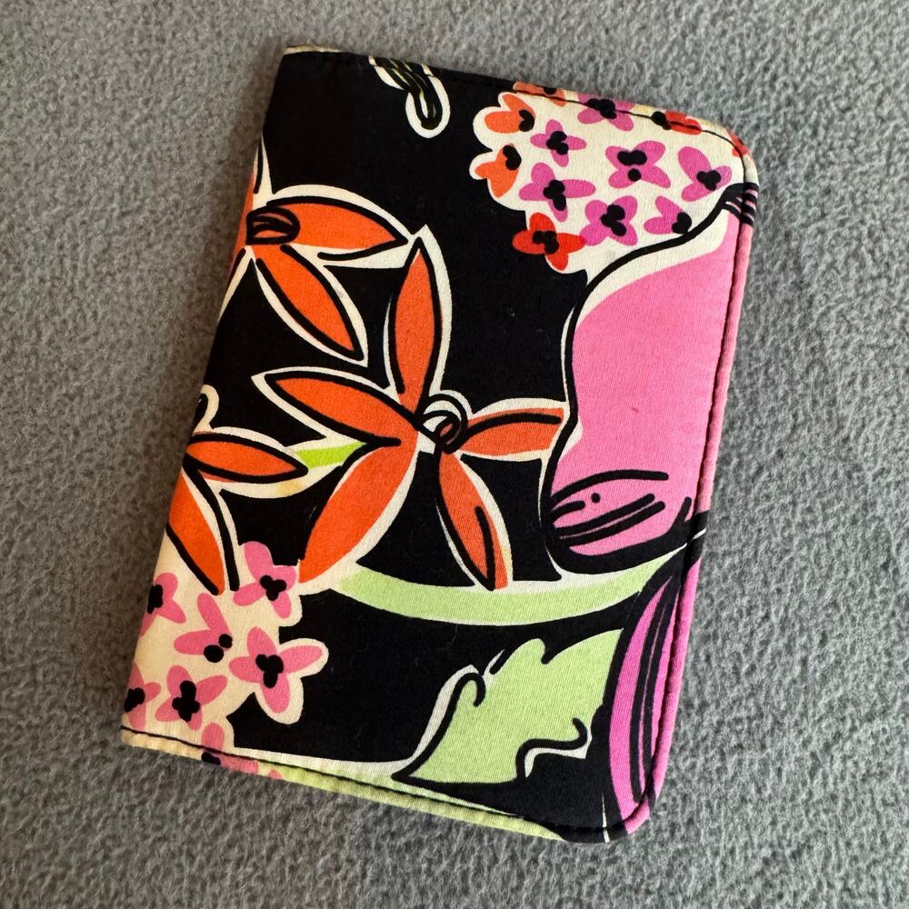 Lilly‎ Pulitzer Card Wallet Womens Black Floral Fold Fabric Boho Preppy